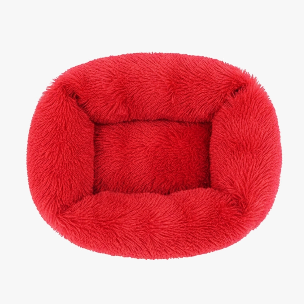 panier-pour-chien-rouge-moelleux-dessus