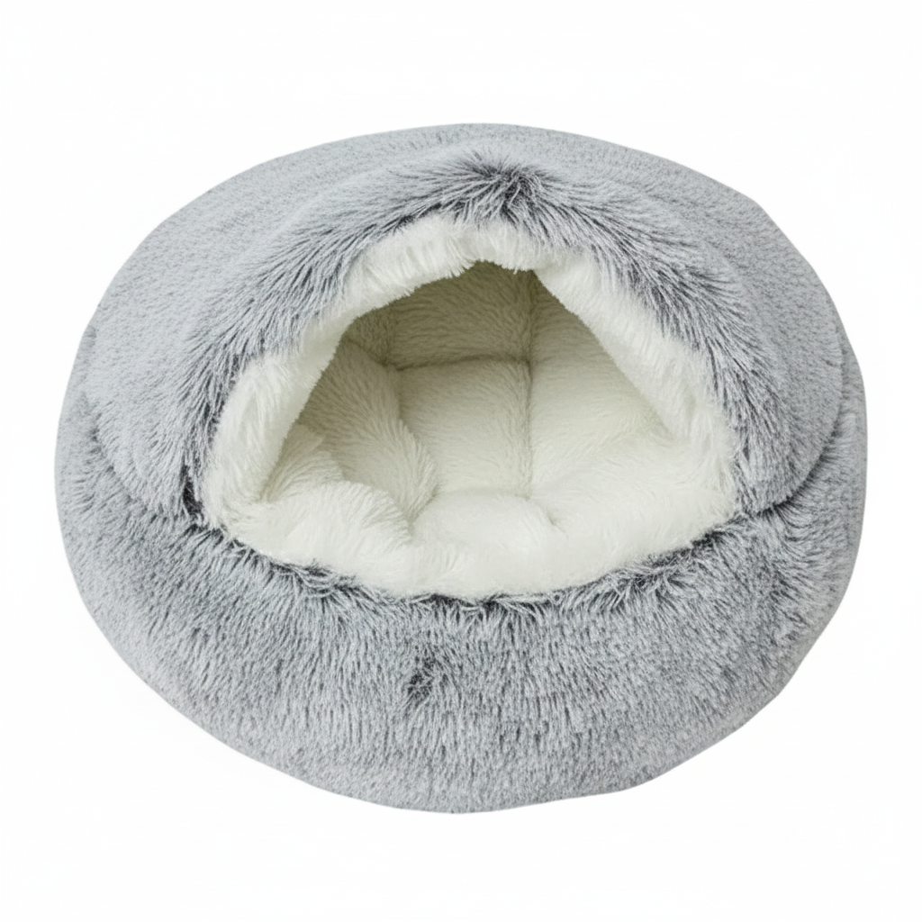 panier-pour-chien-semi-ferme-gris-dessus