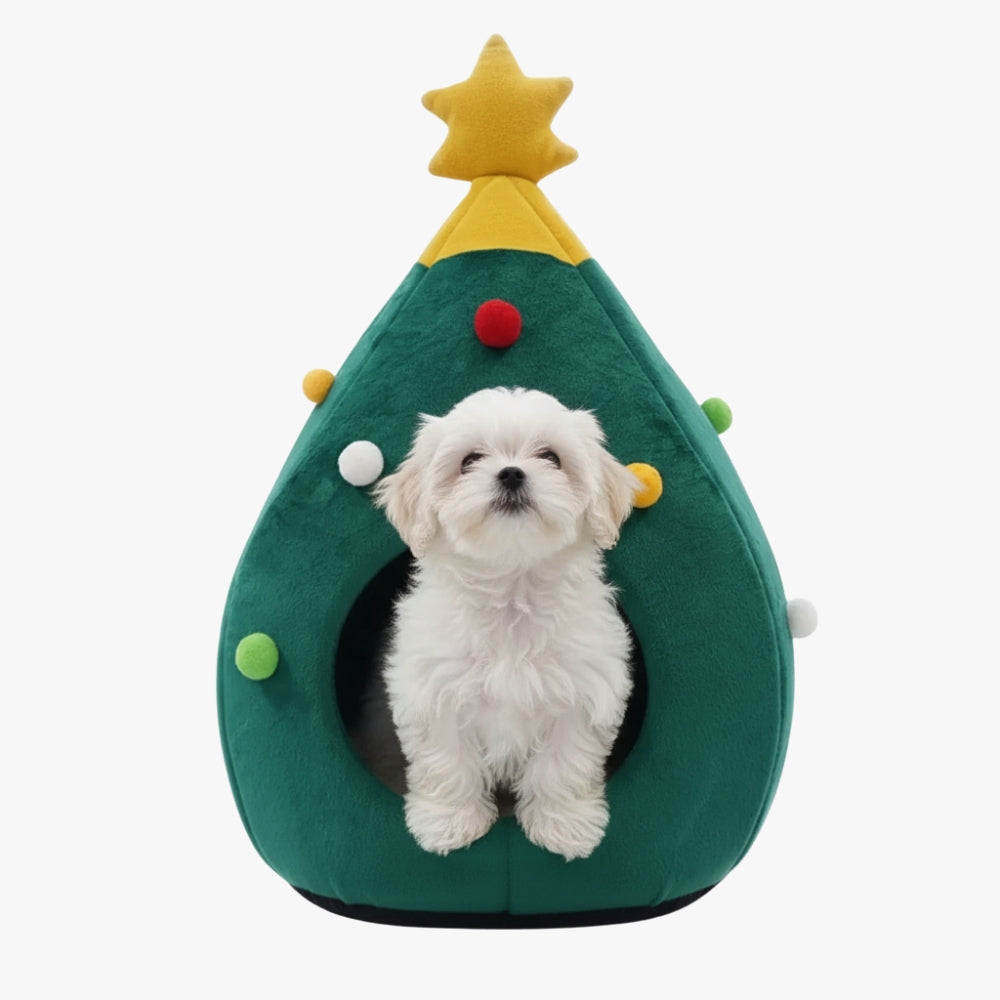 panier-pour-petit-chien-igloo-sapin-de-noel