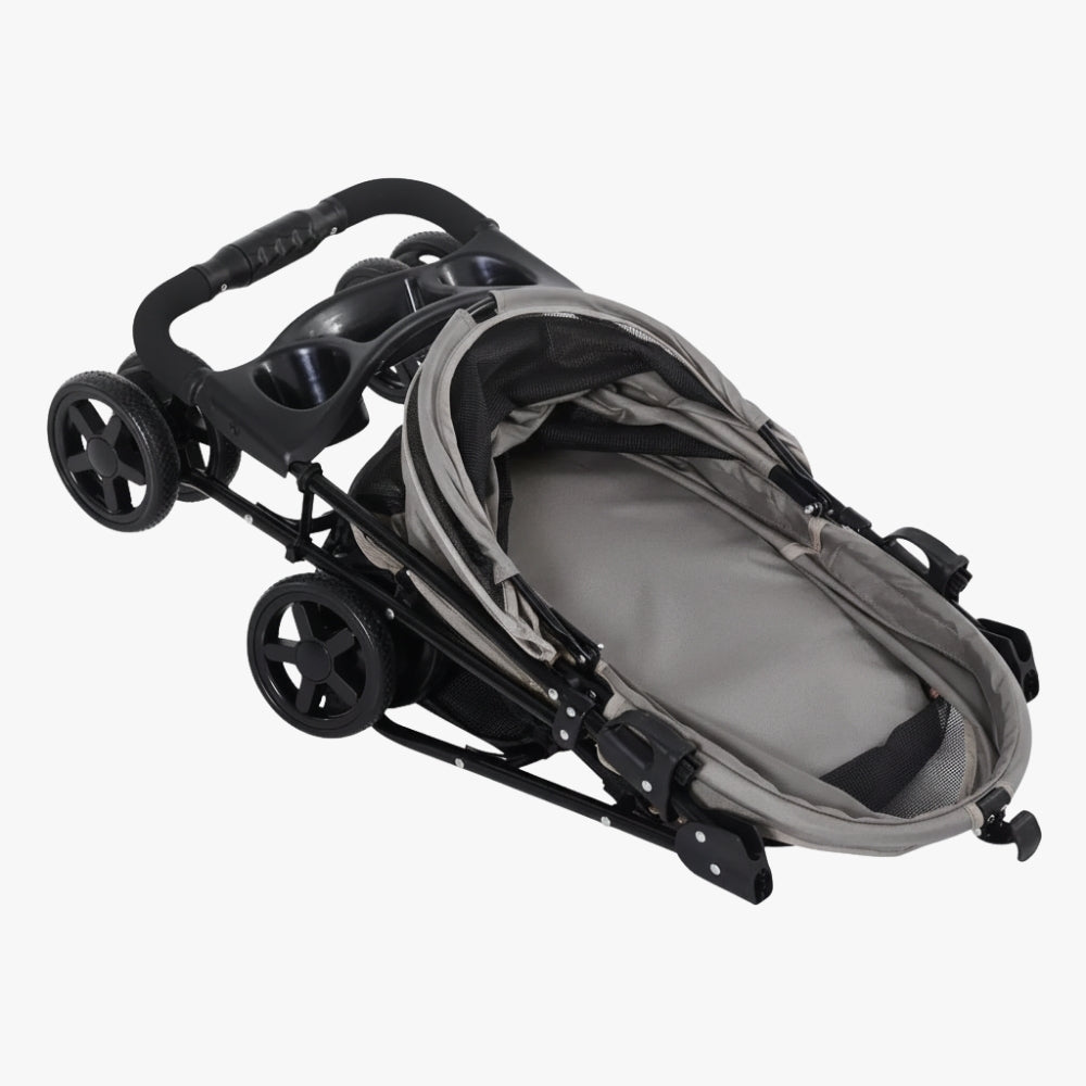 poussette-pour-chien-grise-plie