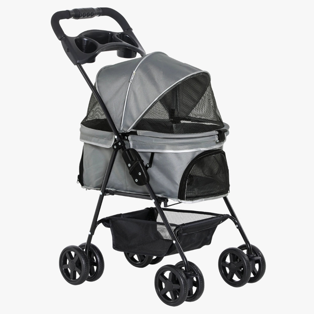 poussette-pour-chien-grise-vide