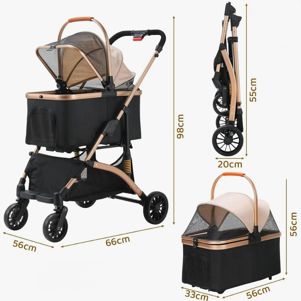 poussette-pour-chien-pliable-noir-et-bronze-dimensions