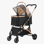 poussette-pour-chien-pliable-noir-et-bronze-ouvert