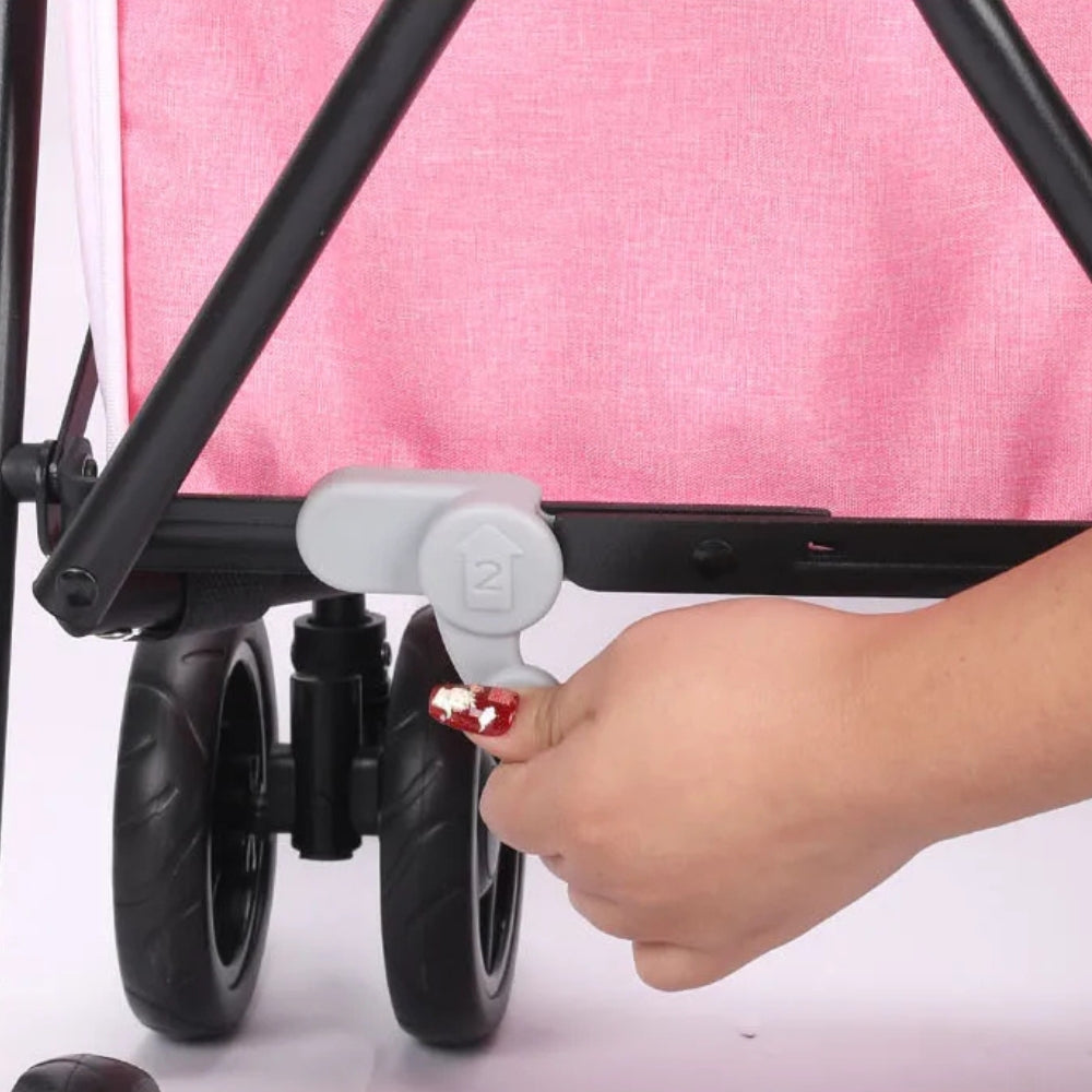 poussette-pour-petit-chien-pliable-rose-blocage-roues