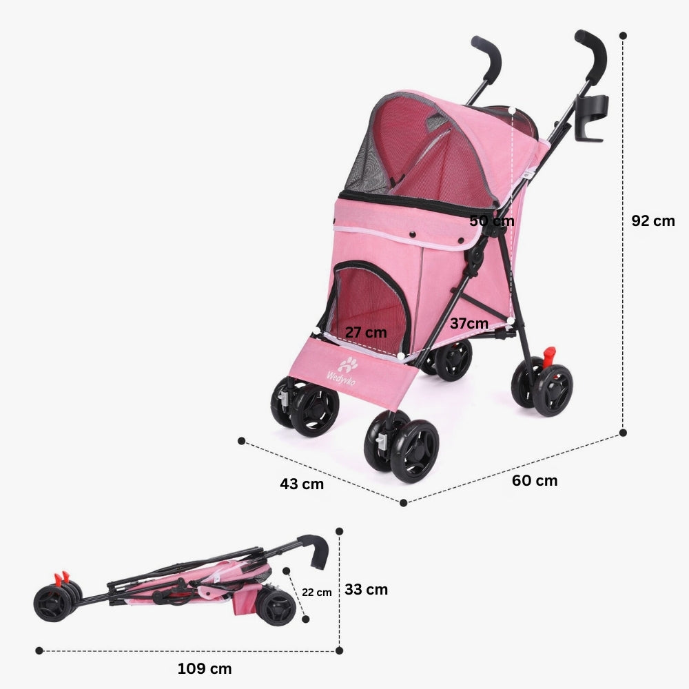 poussette-pour-petit-chien-pliable-rose-dimensions