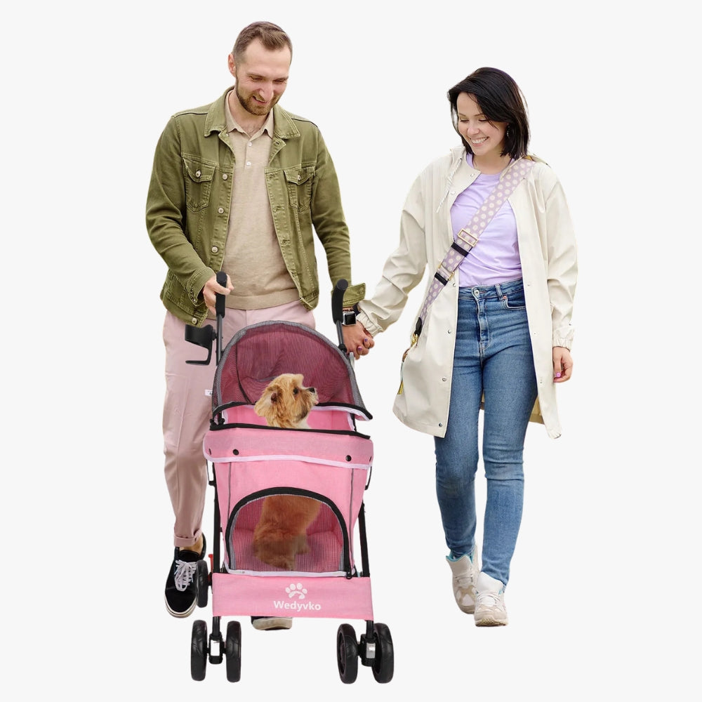 poussette-pour-petit-chien-pliable-rose-situation