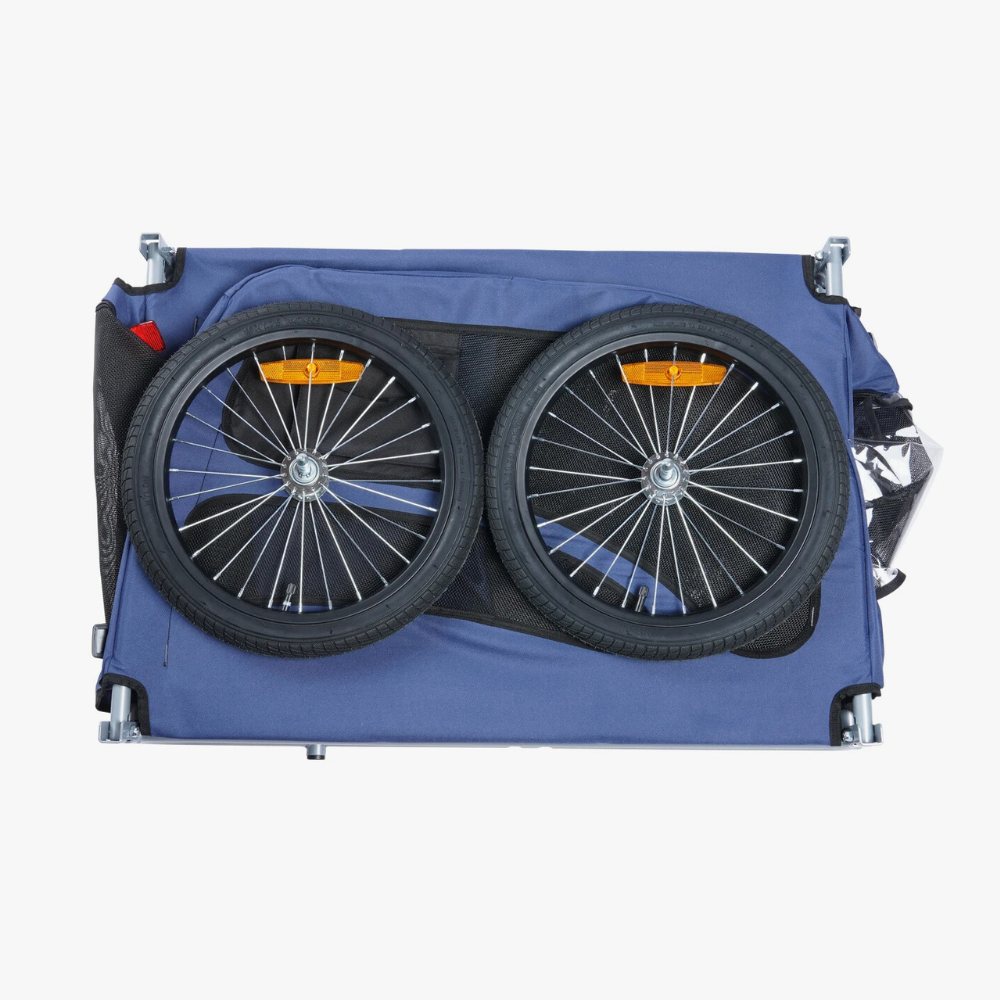 remorque-de-velo-pour-chien-bleue-plie
