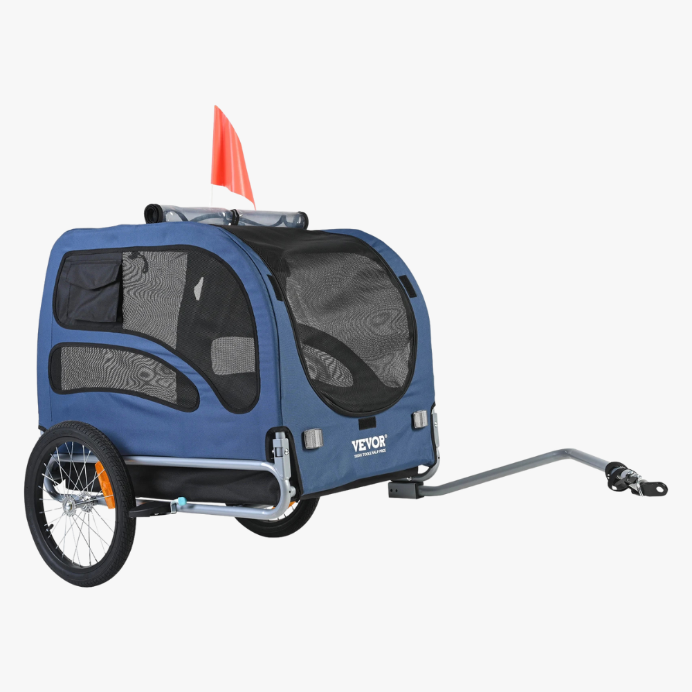 remorque-de-velo-pour-chien-bleue
