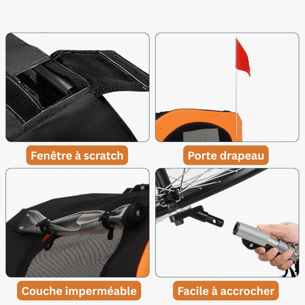 remorque-de-velo-pour-chien-orange-details