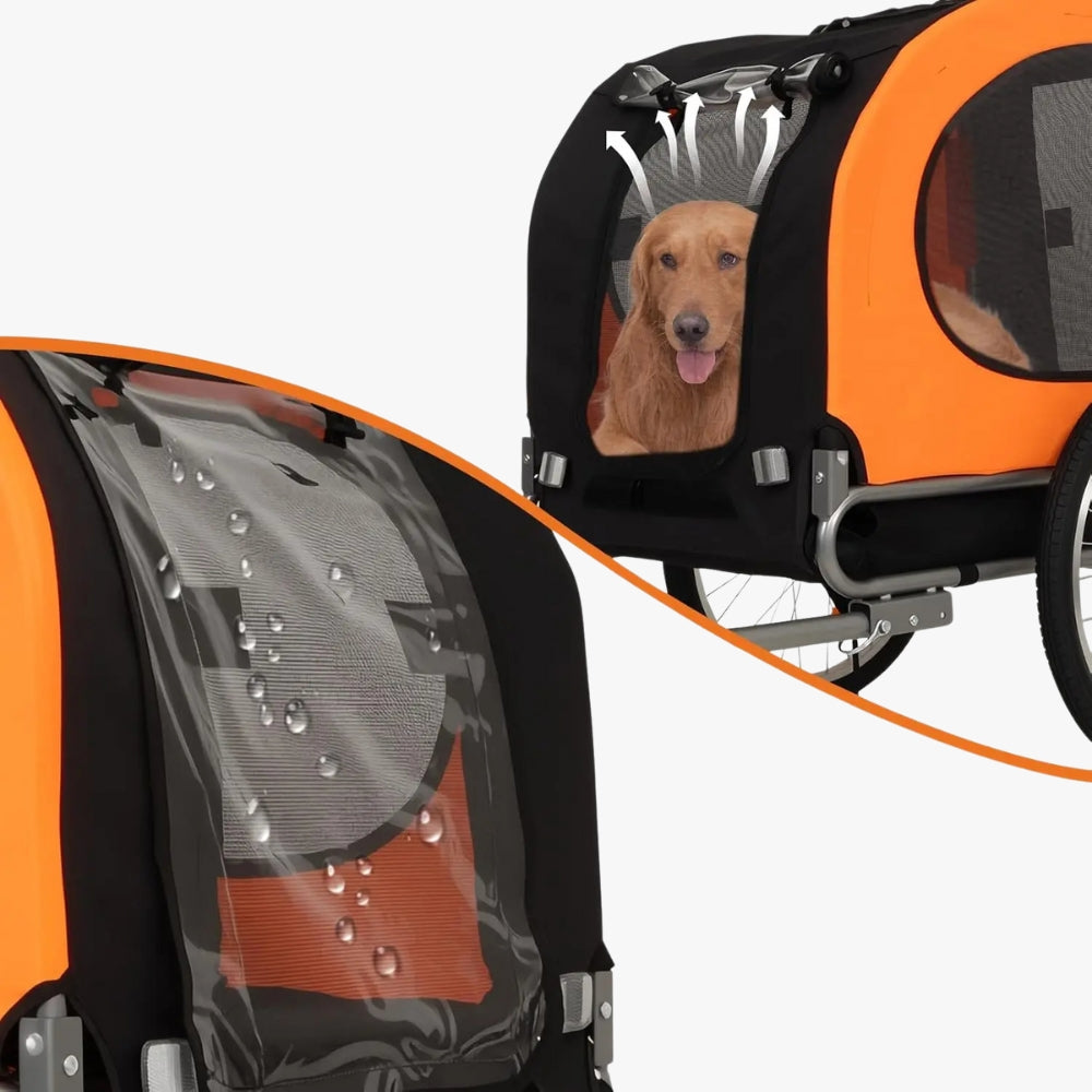 remorque-de-velo-pour-chien-orange-impermeable