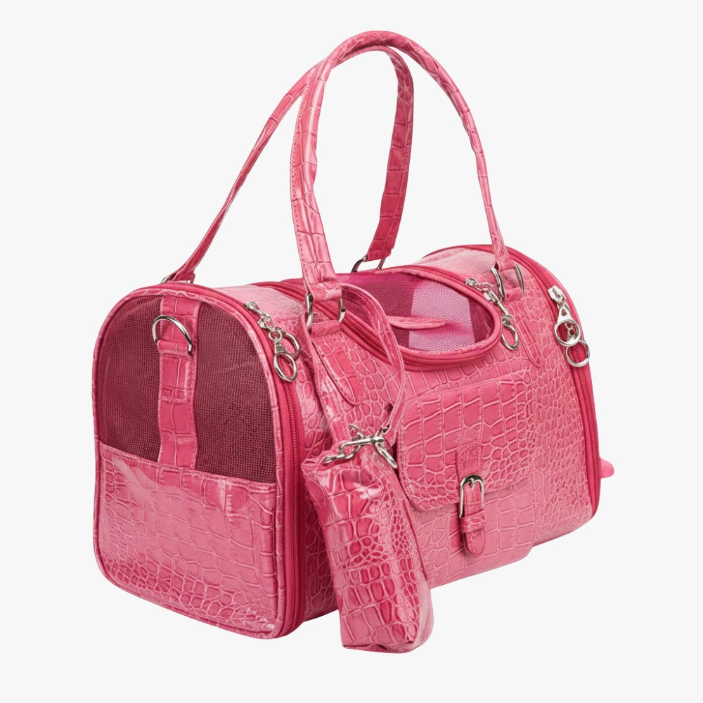 sac-a-main-pour-petit-chien-rose-cuir