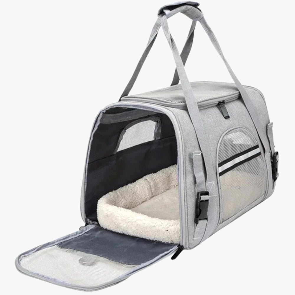 sac-de-transport-pour-chien-gris-vide