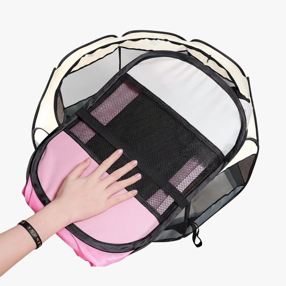 tente-pour-chien-pliable-rose-plie