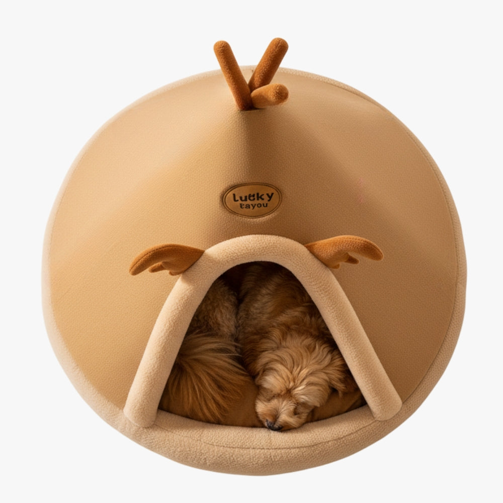 tipi-pour-chien-renne-marron-dessus