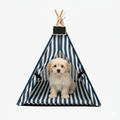 tipi-pour-petit-chien-a-rayures-bleues-et-blanches